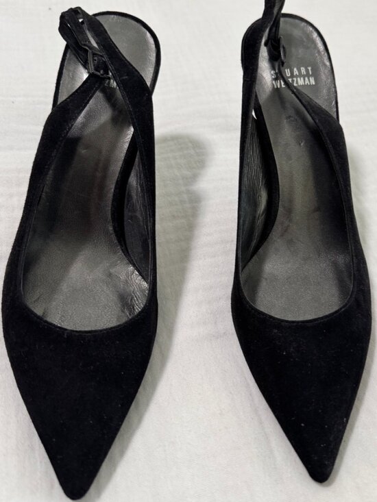 Stuart Weitzman Shoes - Stuart Weitzman Black Suede Slingback Heels,New, High Quality, Size: 8.5